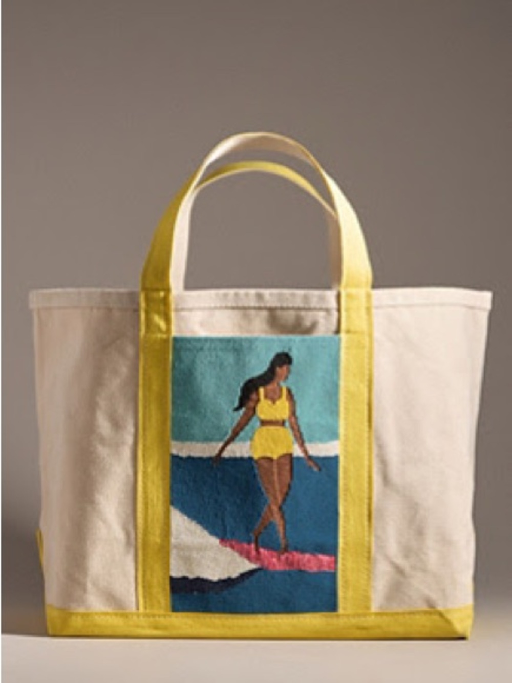 New Celandine by Anthropologie Beaded Large Canvas Tote Bag in Surfer Girl - Picture 16 of 16